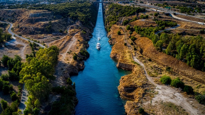 Kanal von Korinth in Luftaufnahme