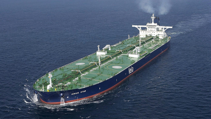 Eine Luftaufnahme des Tankers Sirius Star